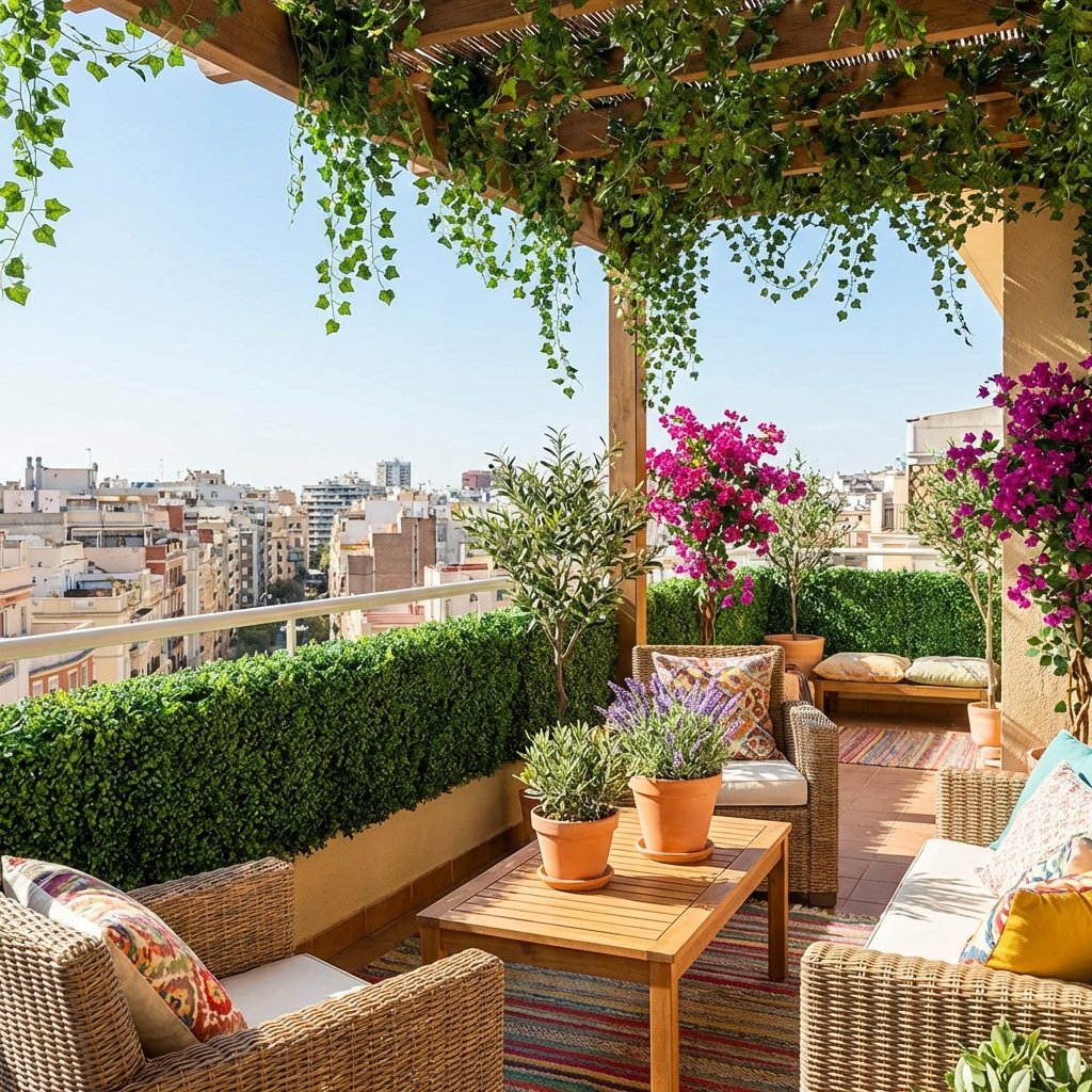 Balkon için UV korumalı yapay bitkiler