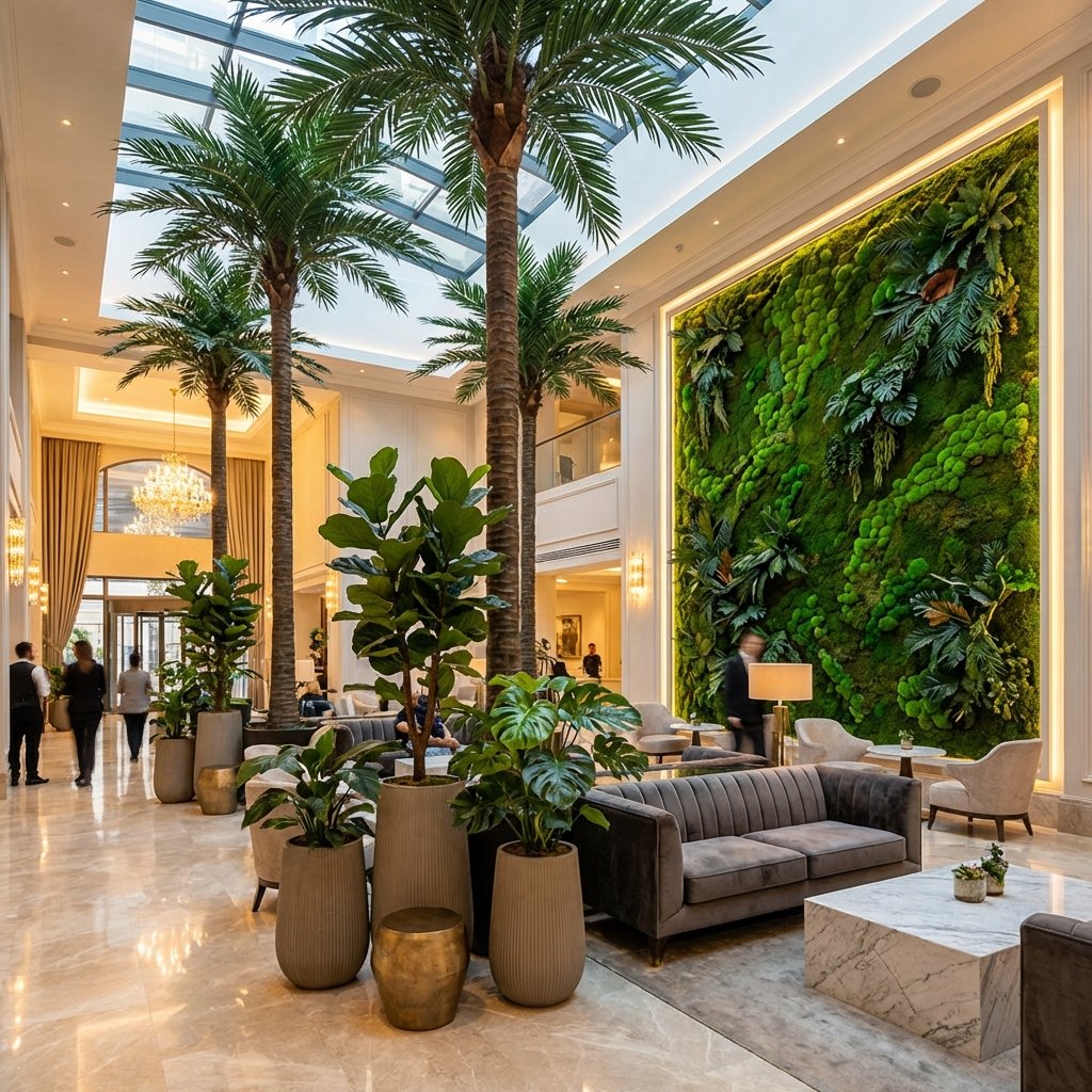 Otel lobisinde yapay bitki projesi