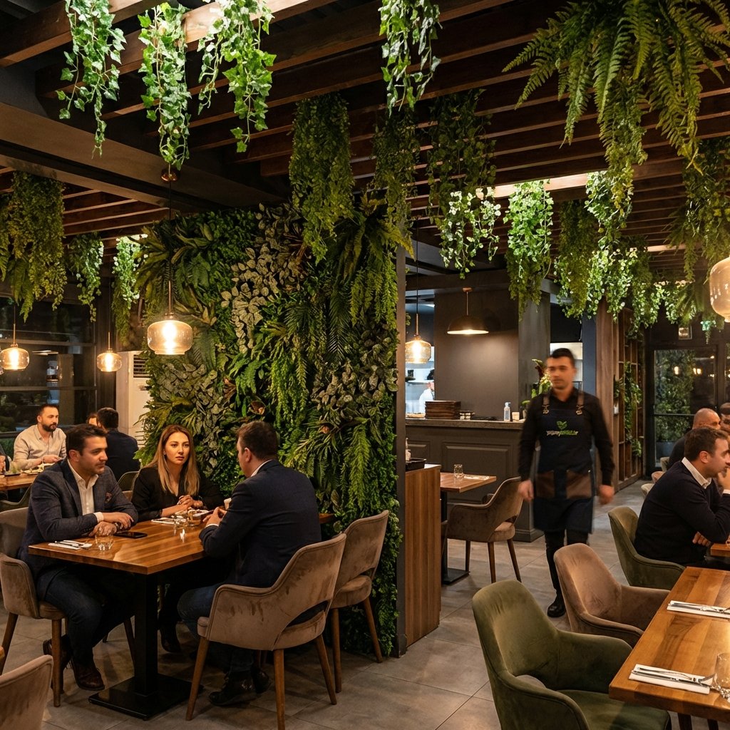 Restoran yapay bitki konsepti